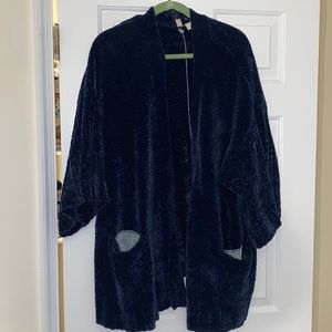 💖 Anthropologie Moth Lily Chenille navy Cardigan